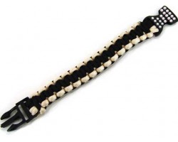 Black & White Survival Paracord Braided Bracelet Crystal