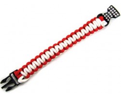 Red & White Survival Paracord Braided Bracelet Crystal