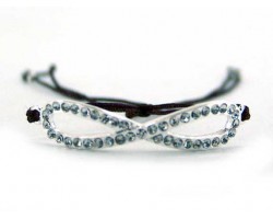 Brown Macrame Silver Plate Infinity Symbol Charm Crystal Bracelet
