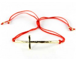 Red Cord Gold Cross Adjustable Bracelet