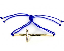 Blue Cord Gold Cross Adjustable Bracelet