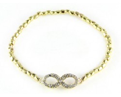 Gold Beaded with Crystal Infinity Stretch Bracelet