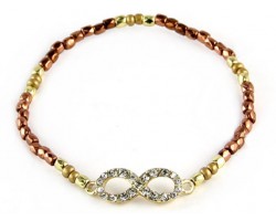 Two Tone Beaded with Crystal Infinity Stretch Bracelet