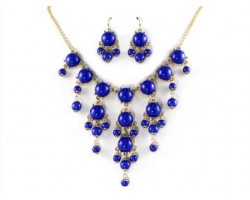 Blue 12mm Bubble Necklace With Gold Plate Chain