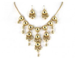 Gold 12mm Bubble Necklace With Gold Plate Chain
