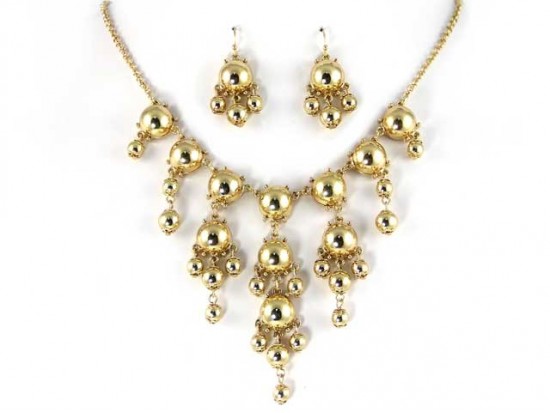 Gold 12mm Bubble Necklace With Gold Plate Chain