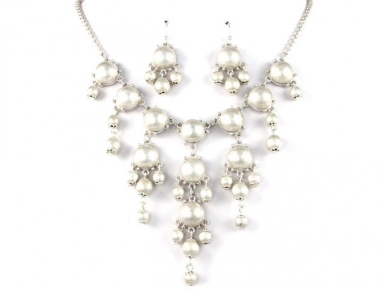 Matte Silver 12mm Bubble Necklace With Silver Plate Chain