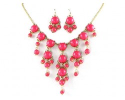 Pink 12mm Bubble Necklace With Gold Plate Chain
