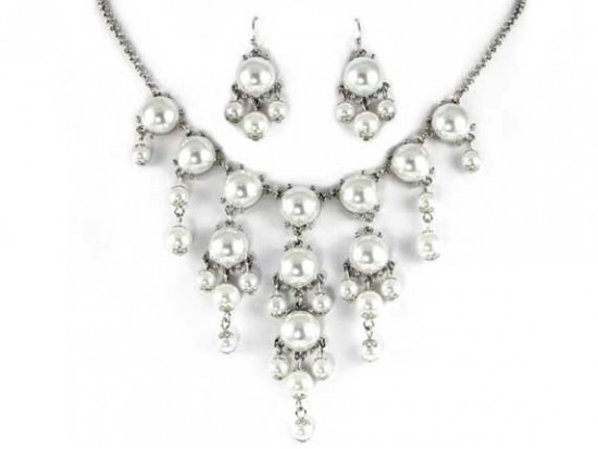 Pearl 12mm Bubble Necklace With Silver Plate Chain