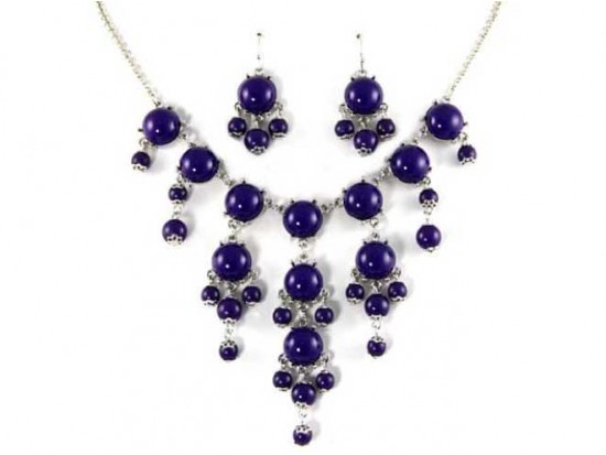 Purple 12mm Bubble Necklace With Silver Plate Chain