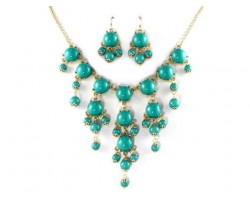 Turquoise 12mm Bubble Necklace With Gold Plate Chain