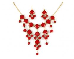 12mm Diamond Red Bubble Necklace with Gold Chain
