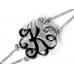 Silver Plate Cursive Initial Double Chain Bracelet
