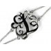 Silver Plate Cursive Initial Double Chain Bracelet