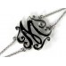 Silver Plate Cursive Initial Double Chain Bracelet