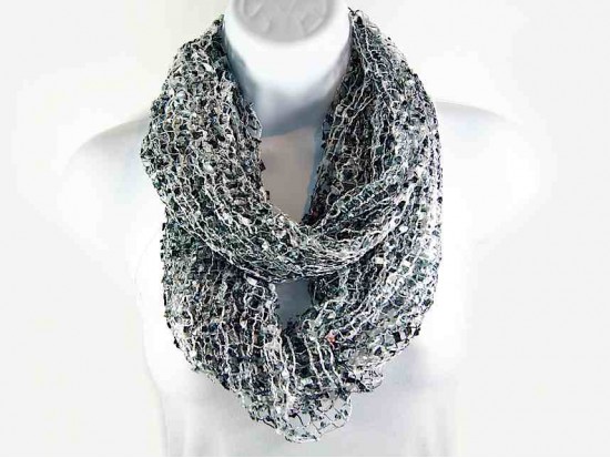 Black White Gray Lightweight Confetti Knit Infinity Scarf