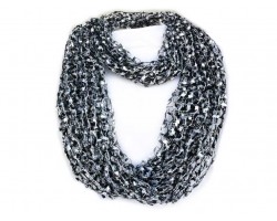 Black & White Lightweight Confetti Knit Infinity Scarf