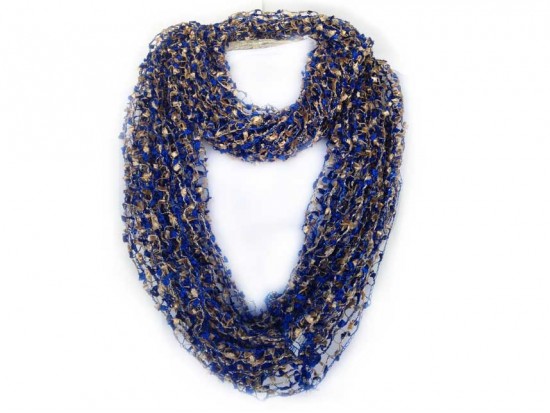 Blue & Gold Lightweight Confetti Knit Infinity Scarf