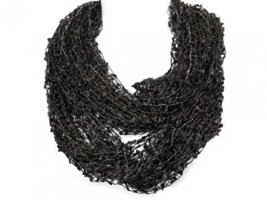 Black Lightweight Confetti Knit Infinity Scarf