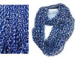 Blue & White Lightweight Confetti Knit Infinity Scarf