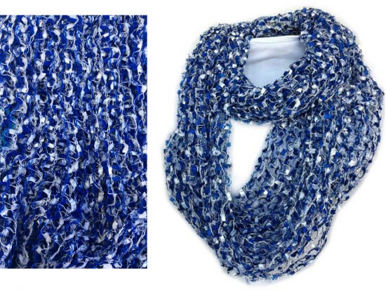 Blue & White Lightweight Confetti Knit Infinity Scarf