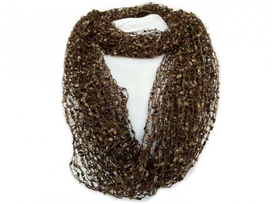 Brown Lightweight Confetti Knit Infinity Scarf