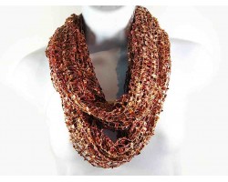 Brown Multi Lightweight Confetti Knit Infinity Scarf