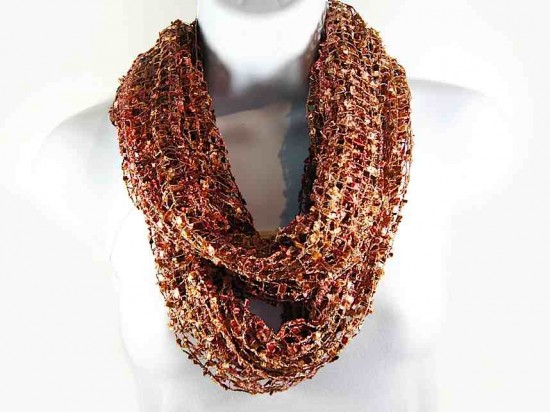 Brown Multi Lightweight Confetti Knit Infinity Scarf