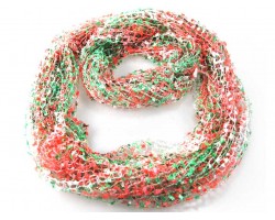 Coral & Green Lightweight Confetti Knit Infinity Scarf