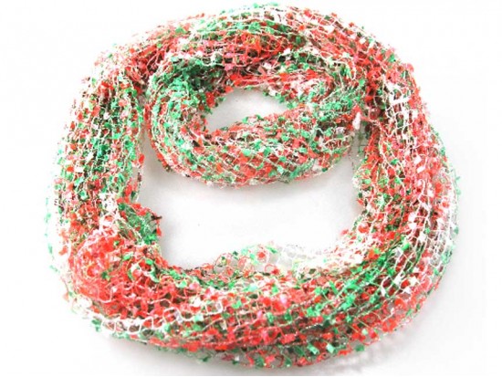 Coral & Green Lightweight Confetti Knit Infinity Scarf