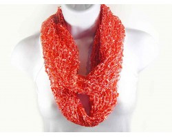 Coral Lightweight Confetti Knit Infinity Scarf