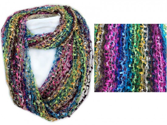 Dark Multi Lightweight Confetti Knit Infinity Scarf