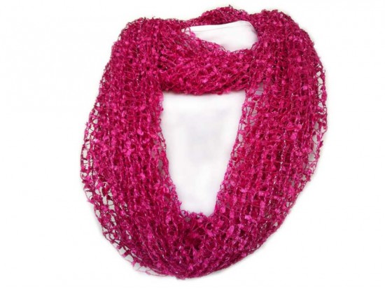 Hot Pink Lightweight Confetti Knit Infinity Scarf