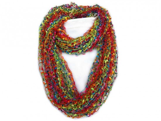 Neon Multi Lightweight Confetti Knit Infinity Scarf