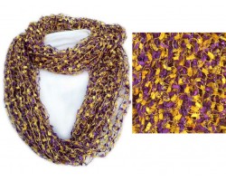 Purple & Gold Lightweight Confetti Knit Infinity Scarf