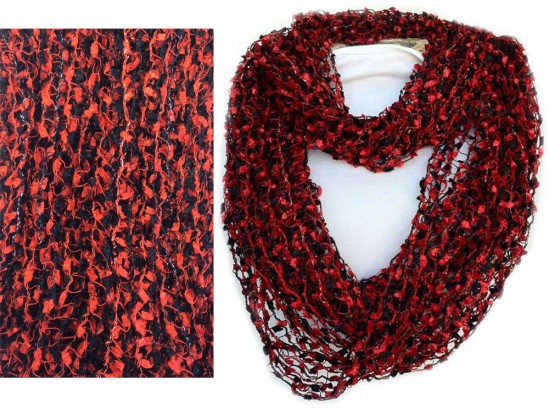 Red & Black Lightweight Confetti Knit Infinity Scarf