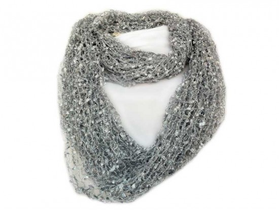 Silver Lightweight Confetti Knit Infinity Scarf