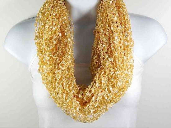Tan Lightweight Confetti Knit Infinity Scarf