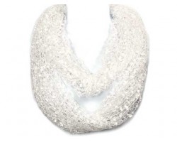 White Lightweight Confetti Knit Infinity Scarf