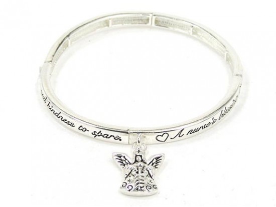 Silver Nurses' Blessing Angel Stretch Bracelet Silver Nurses' Blessing Angel Stretch Bracelet