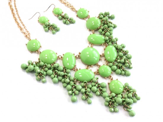 Lime Bubble Faceted Dangles Necklace