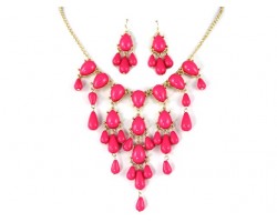12mm Pink Teardrop Bubble Necklace with Gold Chain