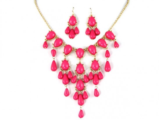 12mm Pink Teardrop Bubble Necklace with Gold Chain 12mm Pink Teardrop Bubble Necklace with Gold Chain