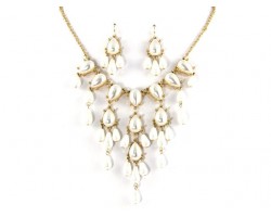 12mm Pearl Teardrop Bubble Necklace with Gold Chain