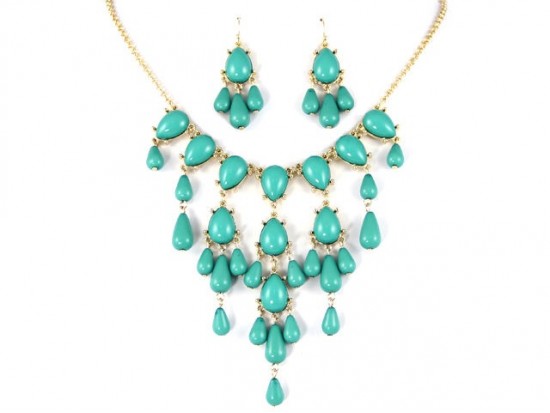 12mm Turquoise Teardrop Bubble Necklace with Gold Chain 12mm Turquoise Teardrop Bubble Necklace with Gold Chain