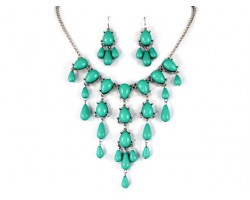12mm Turquoise Teardrop Bubble Necklace with Silver Chain