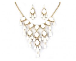 12mm White Teardrop Bubble Necklace with Gold Chain