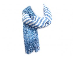 Blue White Stripe & Confetti Oblong Scarf