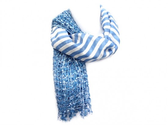 Blue White Stripe & Confetti Oblong Scarf