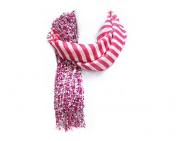 Hot Pink White Stripe & Confetti Oblong Scarf